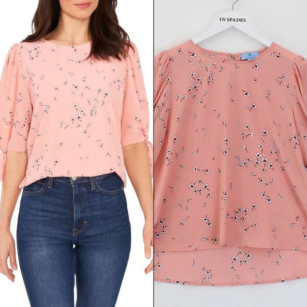 CeCe Womens Bow Detail Printed Puf Sweet Pink